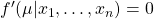 f^{\prime}(\mu|x_1,\ldots,x_n)=0