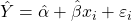 \hat{Y}=\hat{\alpha}+\hat{\beta}x_i+\varepsilon_i