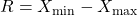  R = X_{\min}-X_{\max}