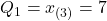 Q_1=x_{(3)}=7