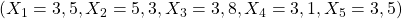 (X_1=3,5,X_2=5,3,X_3=3,8,X_4=3,1,X_5=3,5)